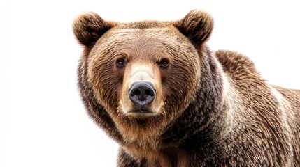 Fototapeta premium Grizzly bear portrait against white background. Potential use Stock photo