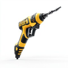 Yellow and Black Cordless Drill on White Background