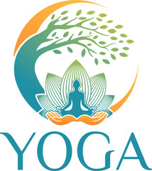 yoga and meditation physical fitness logo design
