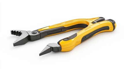Yellow And Grey Pliers On White Background