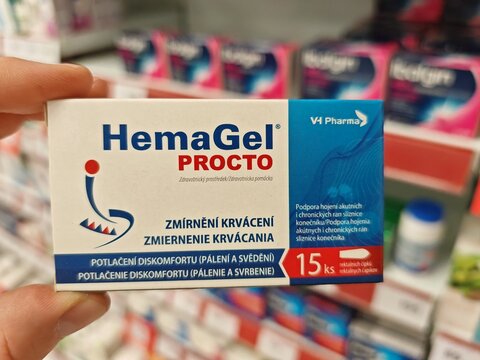 Prague,Czech Republic-January 8 2025: Hemagel Procto is a gel used for the treatment of hemorrhoids, reducing pain, inflammation, and promoting healing of the anal area

