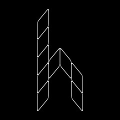 Minimalist Vector Outline Letter 'h' Logo. Lowercase alphabet logo. This design is suitable for t-shirts, construction, architecture, sports, motorsport, sports cars, etc. Alphabet for kids to color.