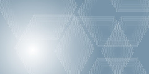 Abstract hexagon lines on gray background. Geometric stripe line art design for poster, brochure, cover, website, banner.
