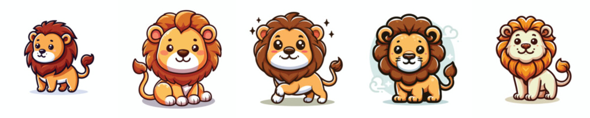 cute lion vector set