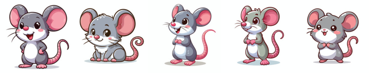 cute mouse vector set