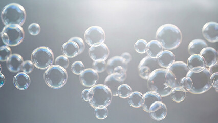 A Macro Perspective of Translucent Spheres with Light Reflections. Iridescent Soap Bubbles.