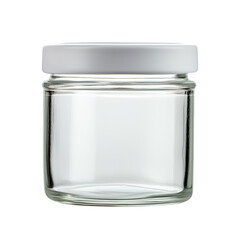 Clear Glass Jar with White Lid on Transparent Background
