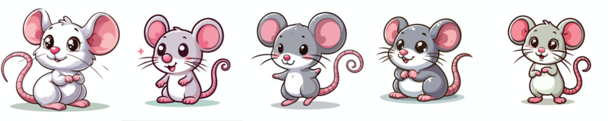cute mouse vector set