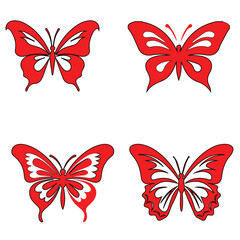 set of vector butterflies, set of butterflies