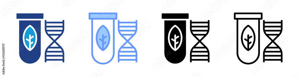 Poster biotechnology icon set multiple style collection