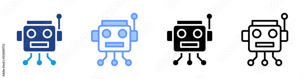 Poster Robotic icon set multiple style collection