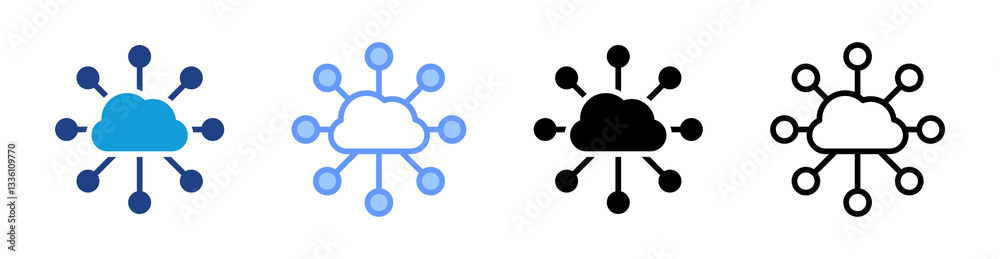 Poster Edge Computing icon set multiple style collection