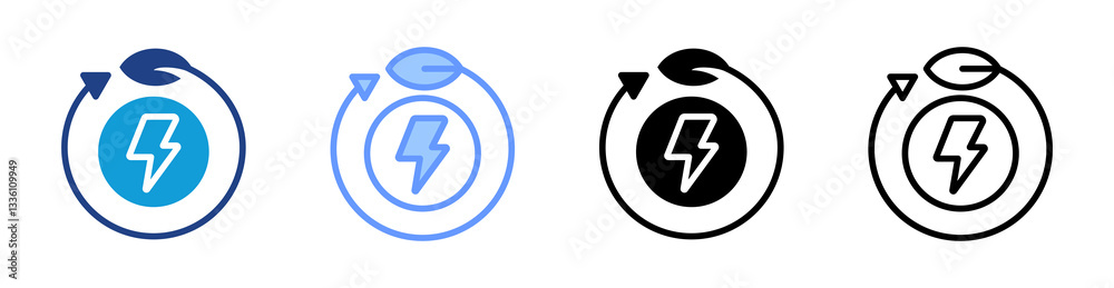 Poster Renewable Energy icon set multiple style collection