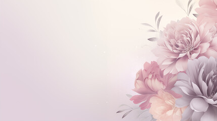 Fototapeta premium Soft pink and gray floral background design with elegant flowers and space for text, perfect for romantic and sophisticated projects, cards and PPT background.