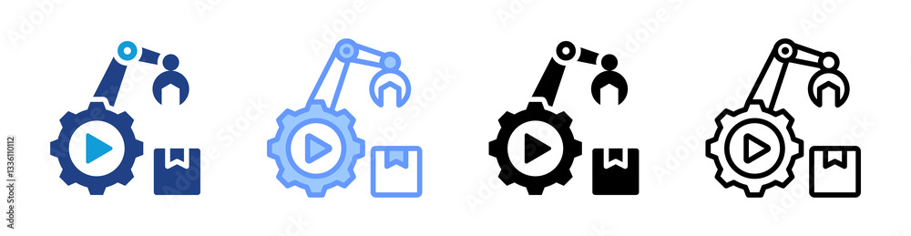 Poster smart manufacturing icon set multiple style collection