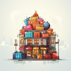 Crowded Retail Store with Shoppers Buying Christmas Gifts