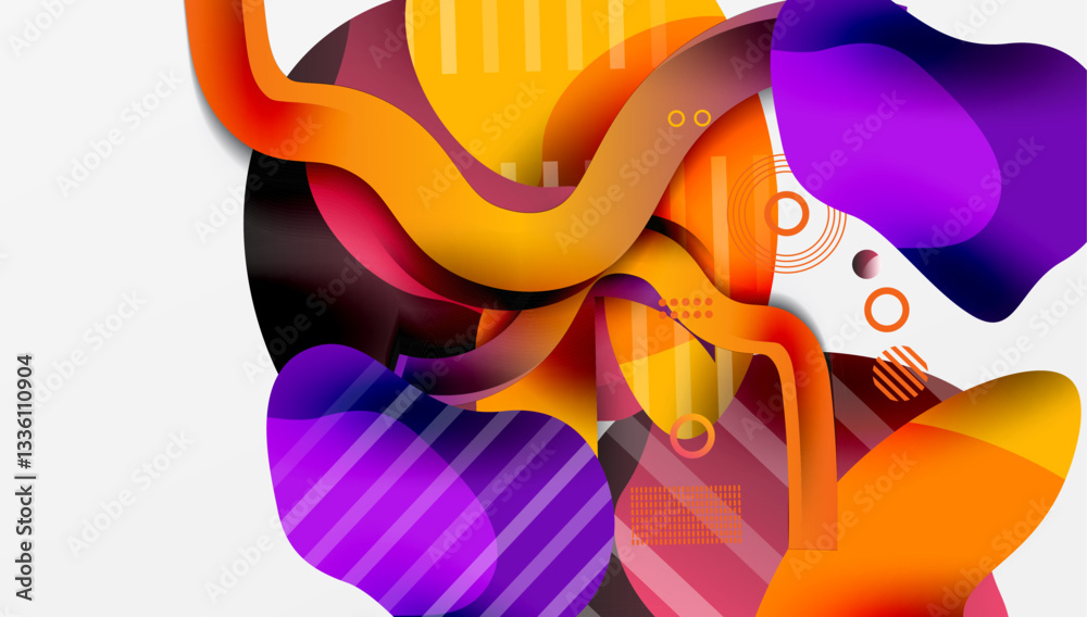 Aufkleber abstract background - lines circles and liquid shapes
