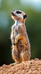 Serene Meerkat Standing Alert in Its Natural Habitat Captured in Vibrant Detail