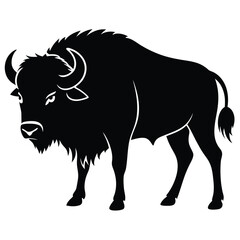 Bison silhouette vector illustration isolated on white background