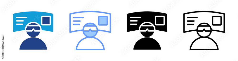Poster vr icon set multiple style collection