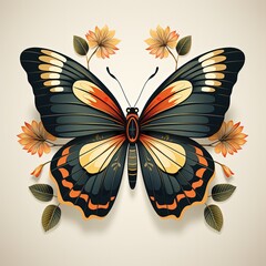 Elegant Dark Brown Butterfly in Flat Vector Style