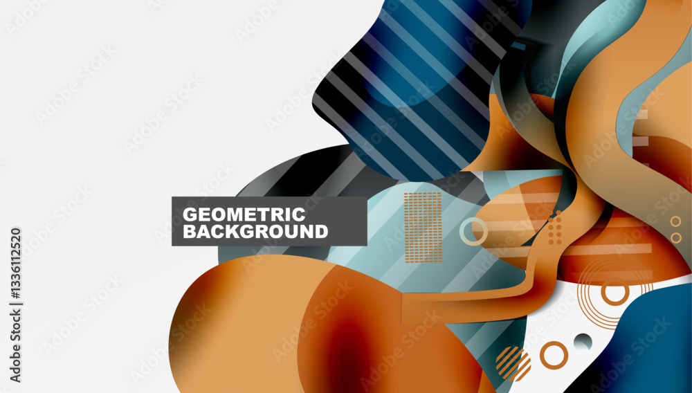 Poster abstract background - lines circles and liquid shapes