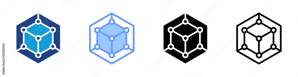 Aufkleber 3D Modeling icon set multiple style collection