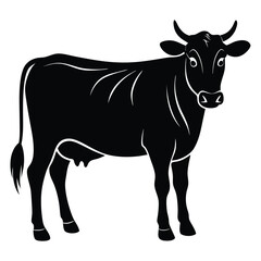 Cow silhouette vector illustration isolated on white background