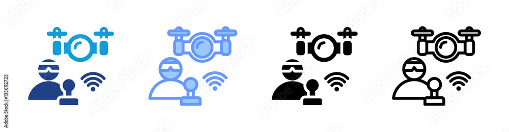Poster Teleoperation icon set multiple style collection