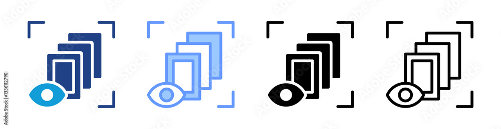Aufkleber Depth Perception icon set multiple style collection