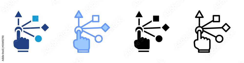 Poster Interactivity icon set multiple style collection
