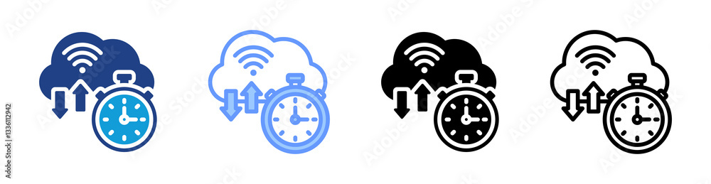 Poster Latency icon set multiple style collection