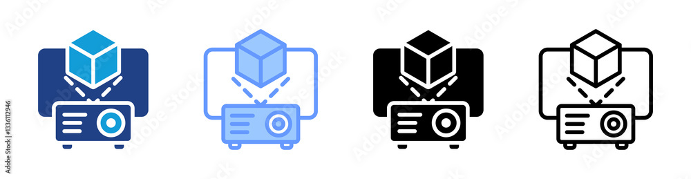 Poster Projection Mapping icon set multiple style collection