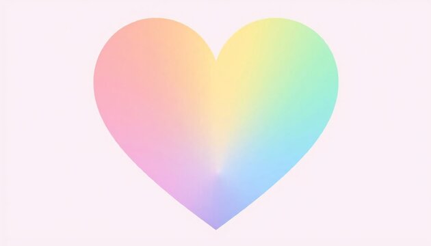 A sleek, simple heart outline filled with a pastel rainbow gradient.