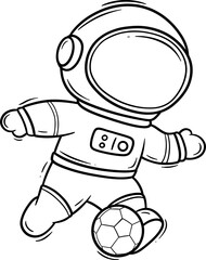 cute cartoon astronaut playing Soccer Ball