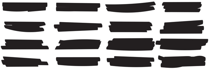 Set of hand drawn marker line vector illustration design element, grunge strokes, doodle lines underline scribble .