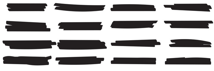 Set of hand drawn marker line vector illustration design element, grunge strokes, doodle lines underline scribble .