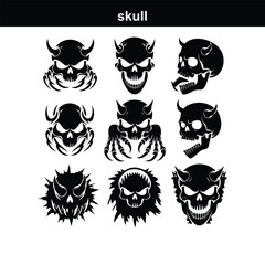 Skull icon on transparent background. Skull and bones Human Skull, Skull icon set. Poisonous substances symbols  silhouette
 
