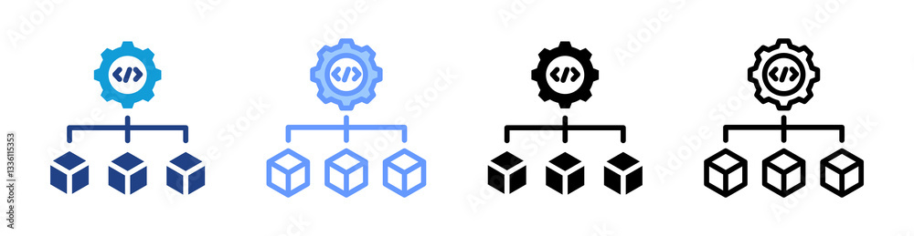 Poster Infrastructure icon set multiple style collection