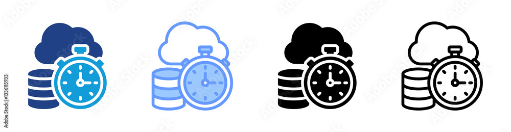 Poster Latency icon set multiple style collection