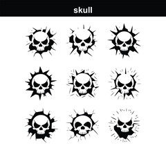 Skull icon on transparent background. Skull and bones Human Skull, Skull icon set. Poisonous substances symbols  silhouette
 