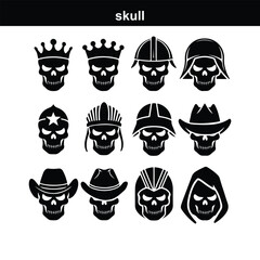 Skull icon on transparent background. Skull and bones Human Skull, Skull icon set. Poisonous substances symbols  silhouette
 
