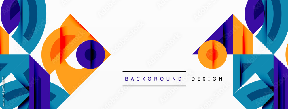 Wall mural abstract geometric background with shapes, featuring circular and rounded elements. bold contrast, s