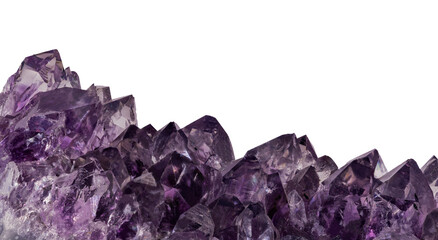 Fototapeta premium intense large violet crystals of amethyst on white background