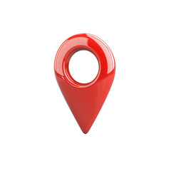 3D Red Location Pin Icon on Transparent Background