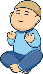 Muslim Boy Praying Cartoon