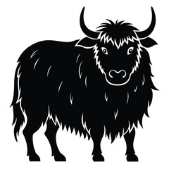 Yak silhouette vector illustration isolated on white background