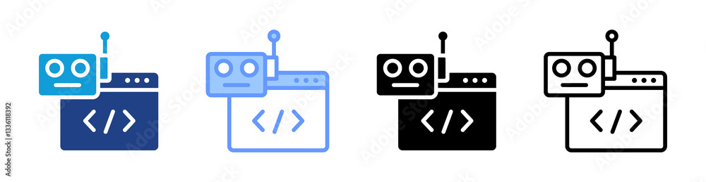 Poster Programming icon set multiple style collection