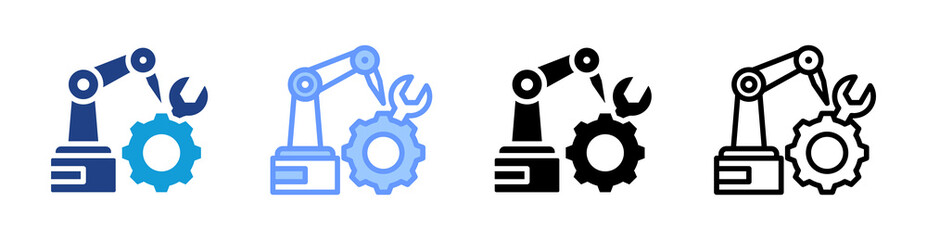 Robotic Technician icon set multiple style collection