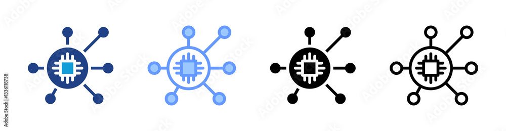 Poster Robotic Networking icon set multiple style collection